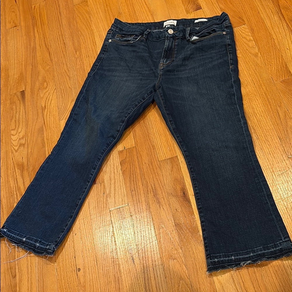 Frame Denim Blue lecrop mini boot Leg Jeans size 33 waist